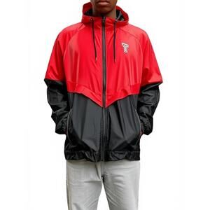 Colosseum Texas Tech Windbreaker Jacket‎ Size Small Red Black Hooded Full Zip